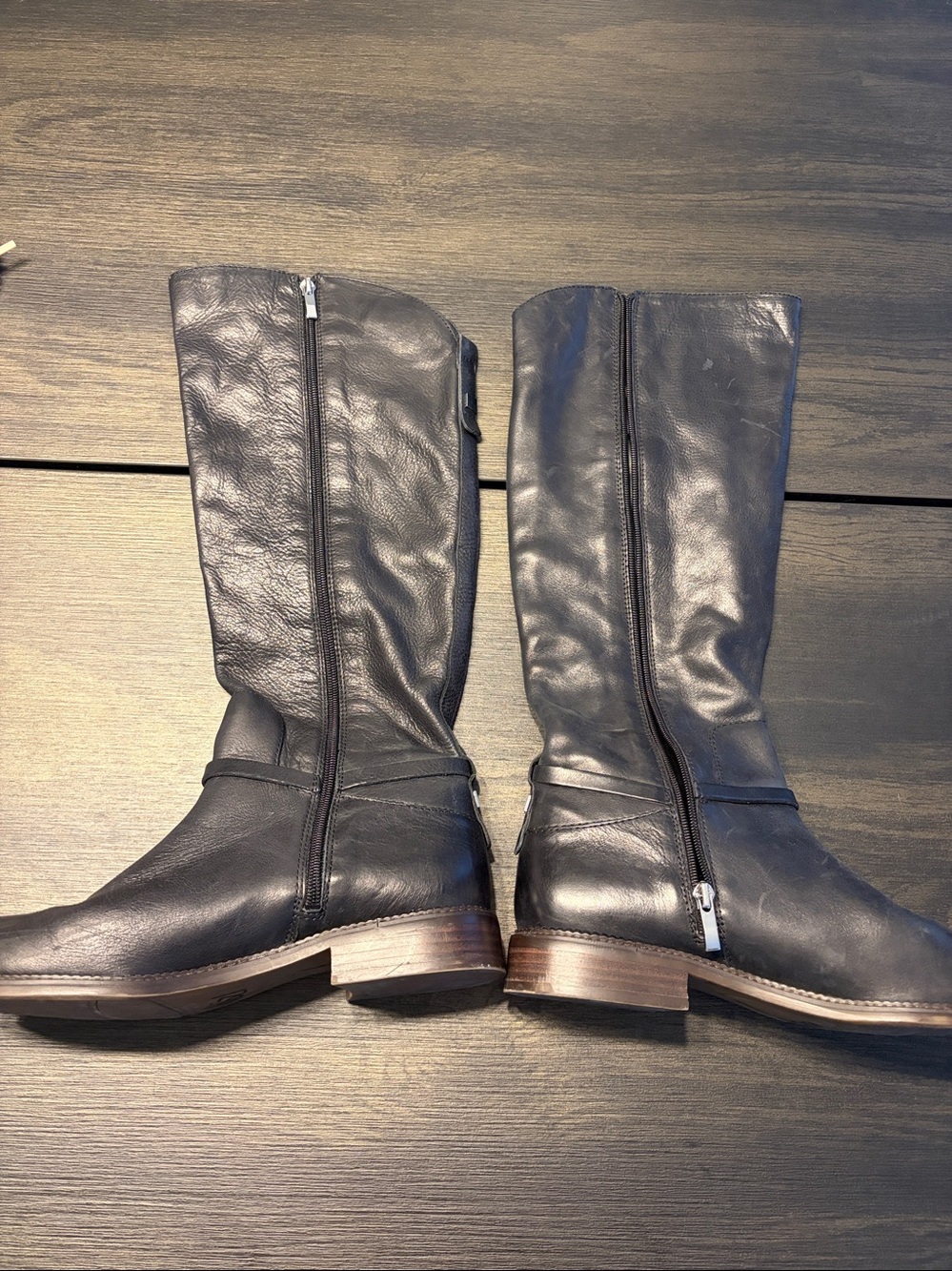 Franco Sarto Black Over-the-Knee Leather Riding Boots - Picture 11 of 11